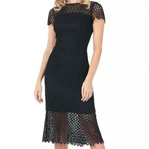 Kay Unger |Tatum Floral Lace Midi Dress.